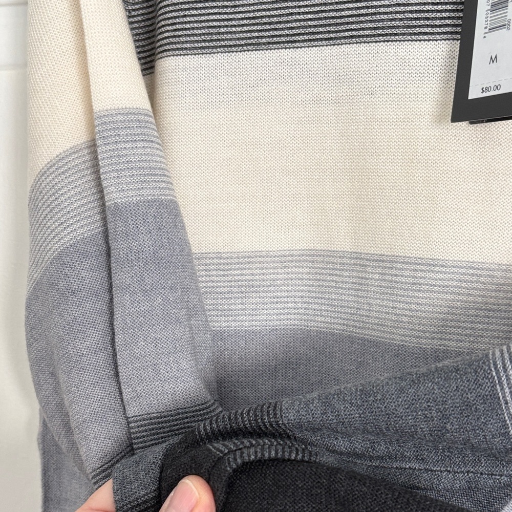 Banana Republic Men's Striped Crewneck Sweater - Black, Gray, and Cream - Picture 4 of 5